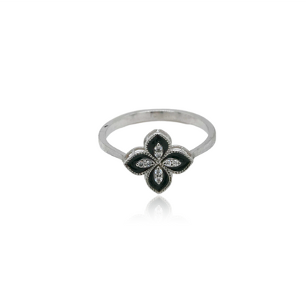 Noir Edge Onyx Silver Ring | Bold Design Statement