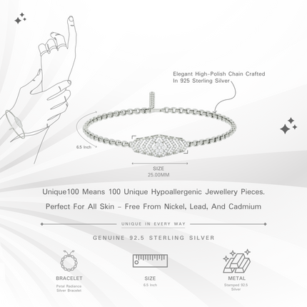 Petal Radiance Black Silver Bracelet