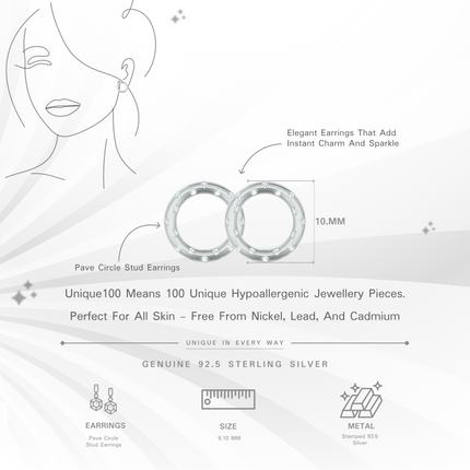 Pave Circle Stud Earrings