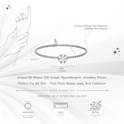 Twisted Elegance Silver Bracelet | CZ Accent Jewelry