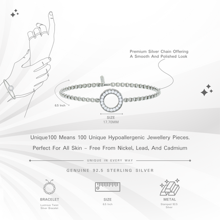 Lustrous Twist Silver Bracelet | CZ Accented Braid