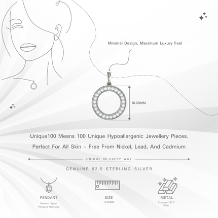 Radiant Spiral Pendant Necklace | Sterling Silver & CZ