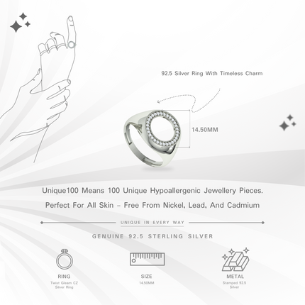 Twist Gleam CZ Silver Ring | Modern Sparkle Band