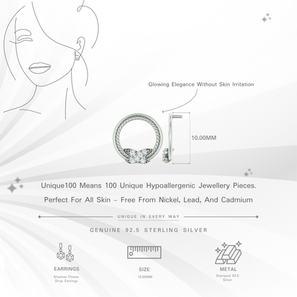 Shadow Flower Drop Earrings | Silver, Black Enamel & CZ