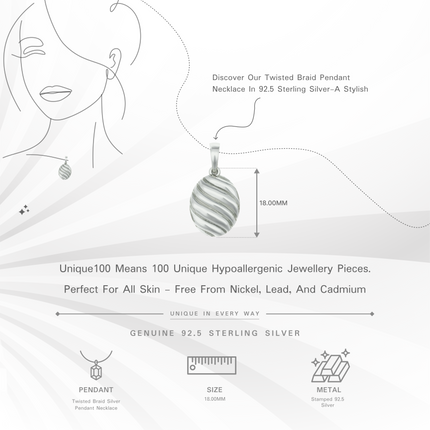Twisted Braid Silver Pendant Necklace | 925 Modern Drop