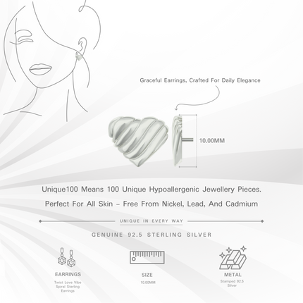 Twist Love Vibe Spiral Sterling Heart Earrings