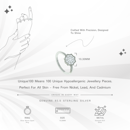 Silver Bloom Spark Ring | Shiny Silver Floral Accessory