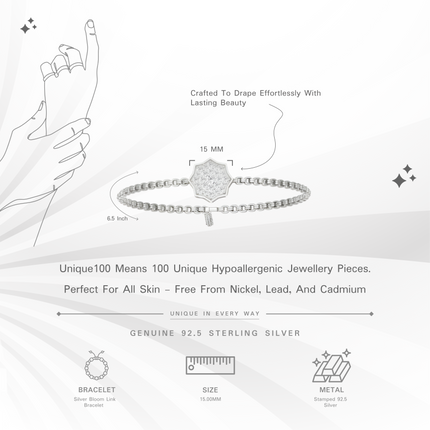 Silver Bloom Link Bracelet | Stylish Silver Tone Jewelry