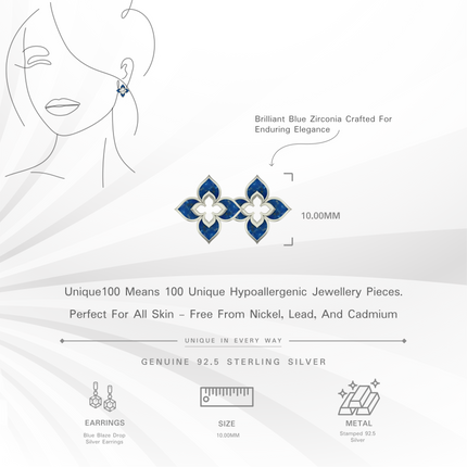 Blue Blaze Drop Silver Earrings | Pop Color Floral Studs