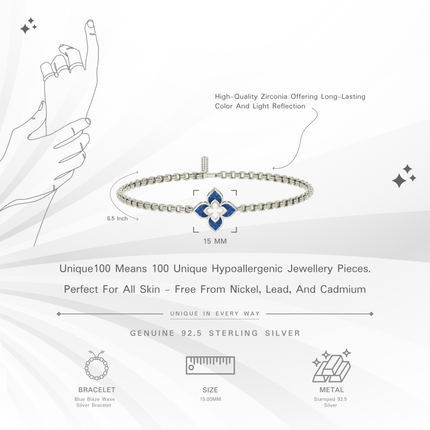 Blue Blaze Wave Silver Bracelet | Elegant Blue Jewelry