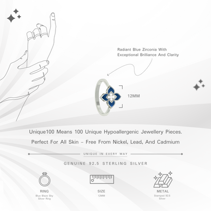 Blue Blaze Sky Silver Ring | Vivid Blue Statement Jewelry