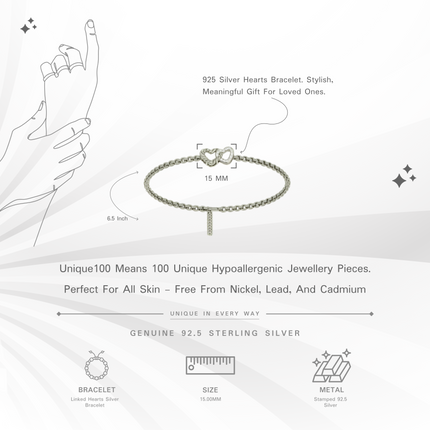 Linked Hearts Silver Bracelet | Symbol of Love Jewellery