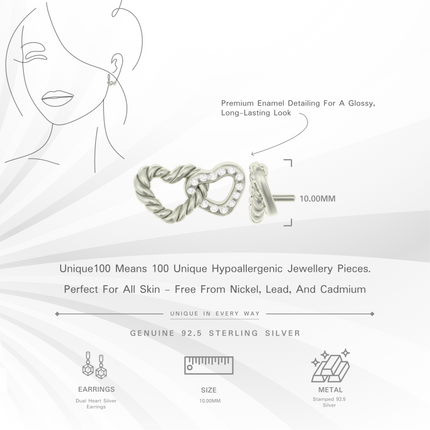 Dual Heart Silver Earrings | Trendy Love Jewelry