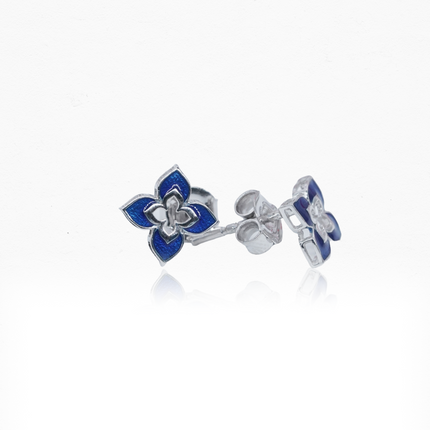Blue Blaze Drop Silver Earrings | Pop Color Floral Studs