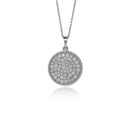 Glitter Curve Pendant Necklace | 925 Silver with CZ