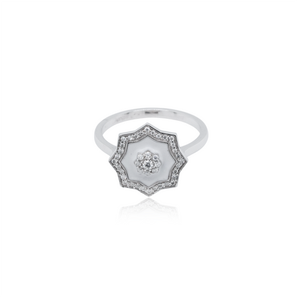 Radiant Spiral Silver Ring | CZ Statement Band