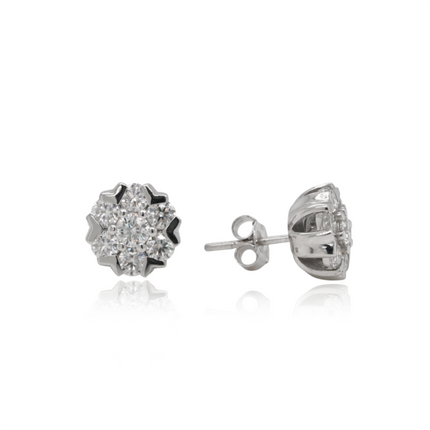 Radiant Curve Silver Earrings | CZ Braided Hoops