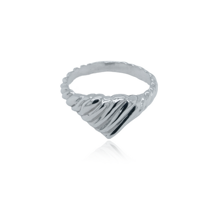 Twist Love Vibe Braided Heart Silver Ring