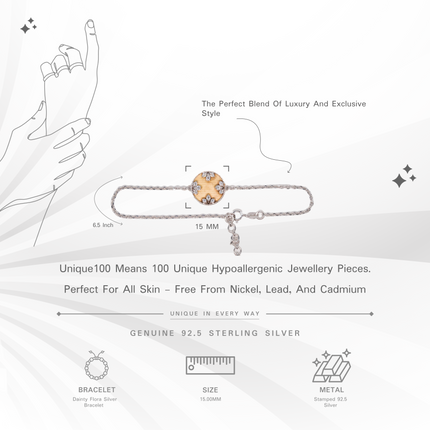 Gold Dainty Flora Silver Bracelet | Subtle CZ Floral Accessory