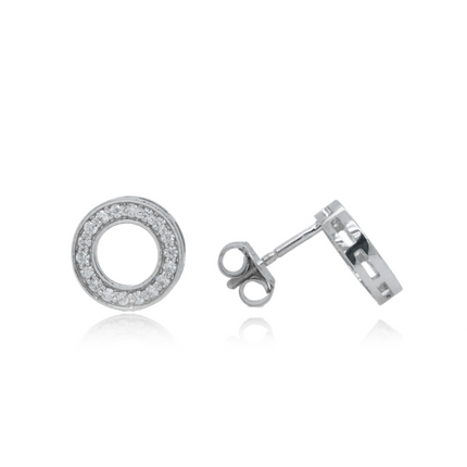 Glimmer Curve Earrings | Silver Swirl With CZ