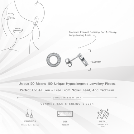 Glimmer Curve Earrings | Silver Swirl With CZ