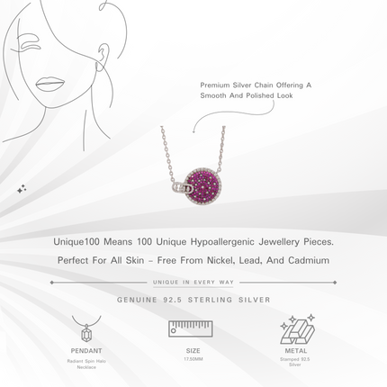 Radiant Spin Halo Necklace | 925 Silver Statement Pendant