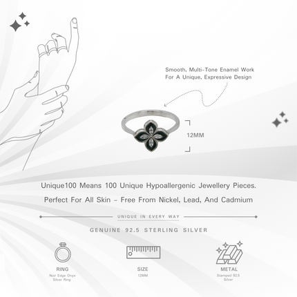 Noir Edge Onyx Silver Ring | Bold Design Statement