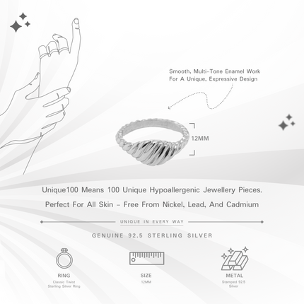 Classic Twist Sterling Silver Ring | Unisex Fashion Band