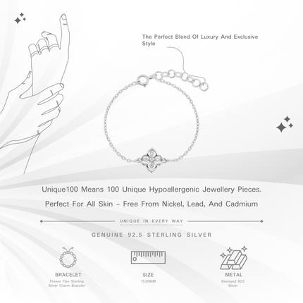 Flower Flex Sterling Silver Charm Bracelet