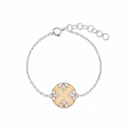 Gold Dainty Flora Silver Bracelet | Subtle CZ Floral Accessory