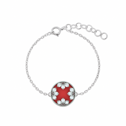 Ruby Blossom Red Silver Bracelet | Elegant Red Stone Jewelry