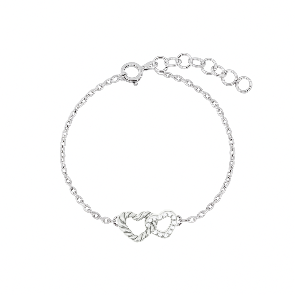 Linked Hearts Silver Bracelet | Symbol of Love Jewellery
