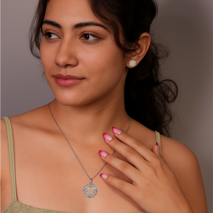 Luxe Petal Gold Silver Necklace | Chic Floral Pendant Jewellery