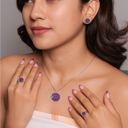 Radiant Spin Halo Necklace | 925 Silver Statement Pendant