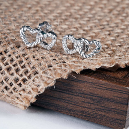 Dual Heart Silver Earrings | Trendy Love Jewelry