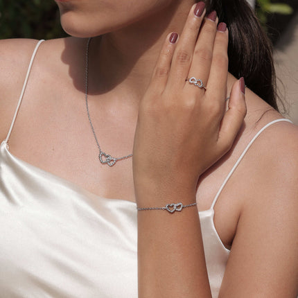 Linked Hearts Silver Bracelet | Symbol of Love Jewellery