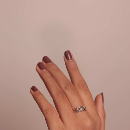 Heart Twist 925 Silver Ring | Interlocking Heart Design