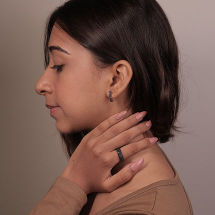 Blossom Glow Black Stud Earrings | Sterling Silver Floral