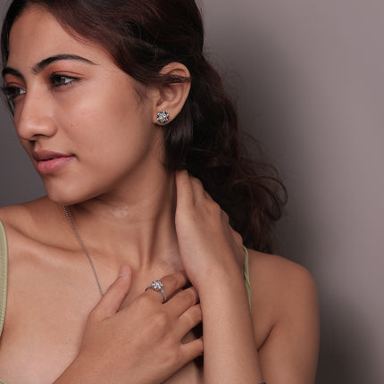 CZ Border Silver Statement Ring | Limited Edition Design