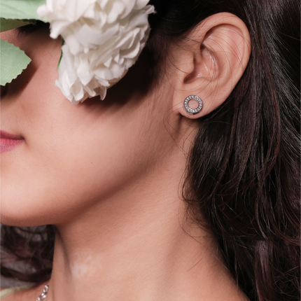 Glimmer Curve Earrings | Silver Swirl With CZ