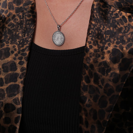 Glitter Curve Pendant Necklace | 925 Silver with CZ