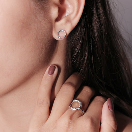 Pave Circle Stud Earrings