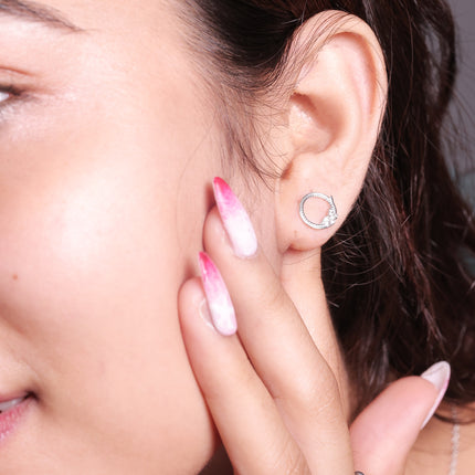 Shadow Flower Drop Earrings | Silver, Black Enamel & CZ