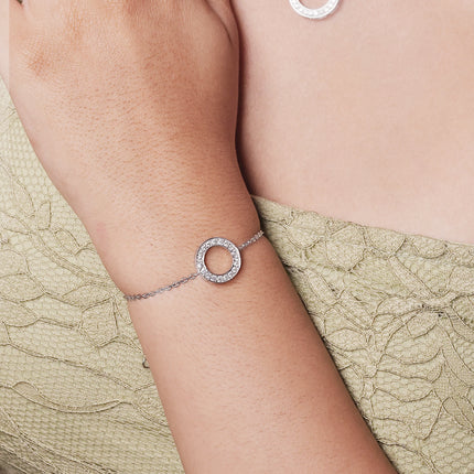 Lustrous Twist Silver Bracelet | CZ Accented Braid