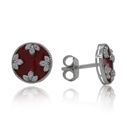 Scarlet Flora 925 Silver Earrings | Red Accent Jewellery