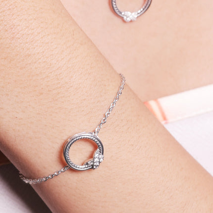 Midnight Bloom Silver Bracelet | CZ & Enamel Accents