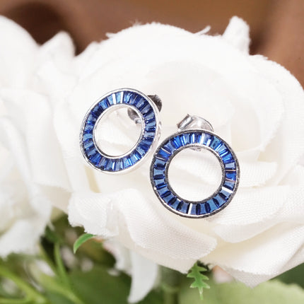 Blue Orbit Silver Earrings