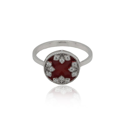 Crimson Red Petal Silver Ring | Vibrant Red Jewelry Gift