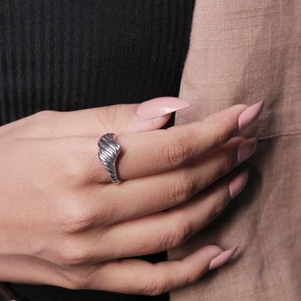 Twist Love Vibe Braided Heart Silver Ring