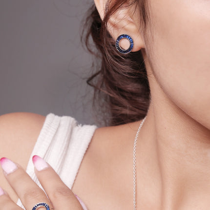 Blue Orbit Silver Earrings